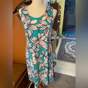 T by Talbots Teal & Navy Floral Top